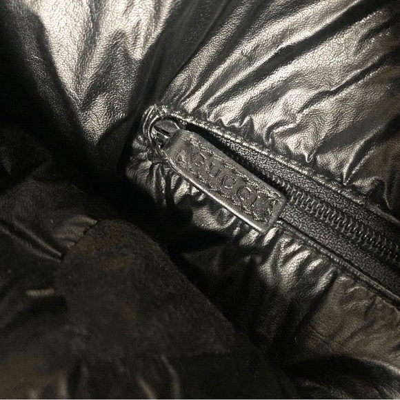 GUCCI VINTAGE GUCCISSIMA GG SHERRY LINE WEB TOTE BAG CANVAS LEATHER BLACK/CREAM - Picture 16 of 16